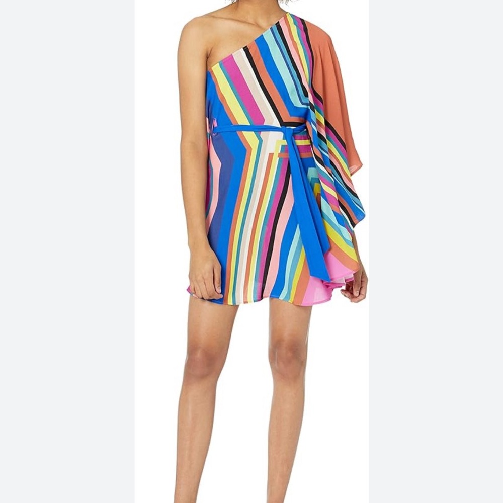 Trina Turk womens Belted One Shoulder Caftan Dress